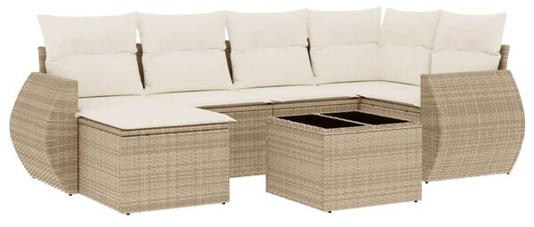 Polyrattan Kerti Ülőgarnitúra - 7 részes - Bézs