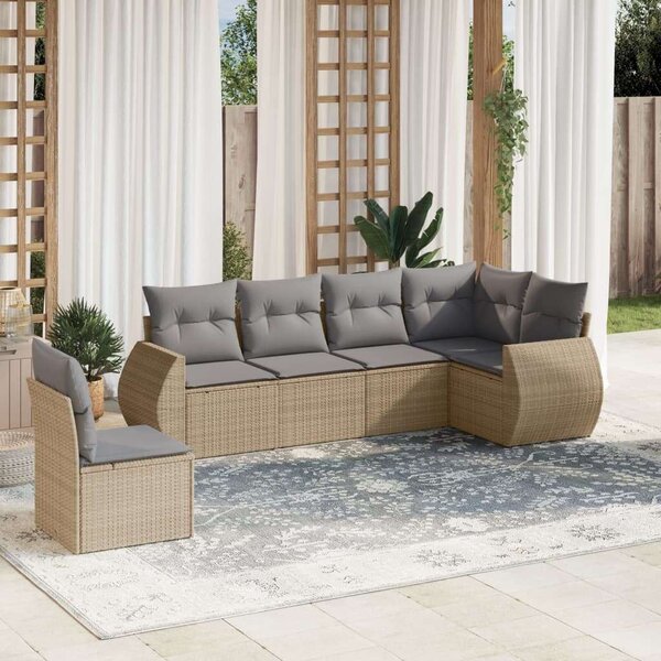 VidaXL Polyrattan Kerti Ülőgarnitúra - 6 részes - Bézs