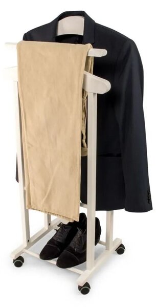 Arredamenti Italia ruha- és kiegészítő tartó, Trendy, 102x44 cm, 2 ing/zakó/blúz tartó, nadrágtartó, beépített felső polc, tömör bükkfa szerkezet, hatékony tárolás, praktikus design, csúszásg
