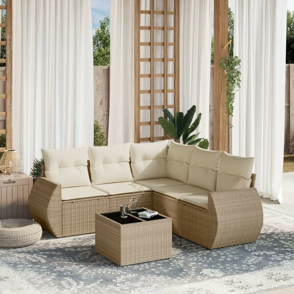 VidaXL Polyrattan Kerti Ülőgarnitúra - 6 részes - Bézs