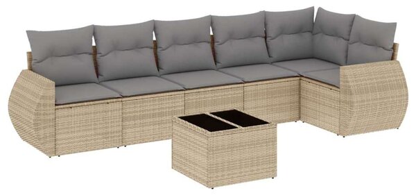 VidaXL Polyrattan Kerti Ülőgarnitúra - 7 részes - Bézs