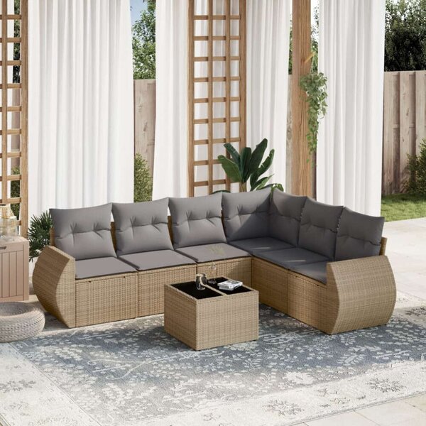 VidaXL Polyrattan Kerti Ülőgarnitúra - 7 részes - Bézs