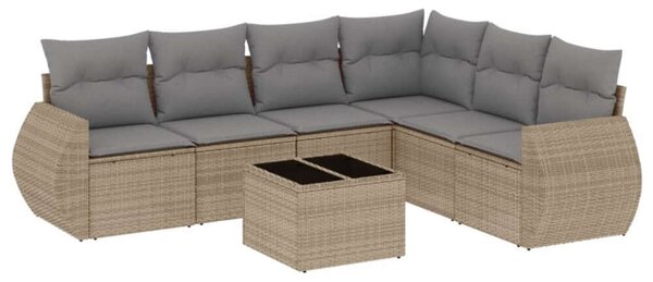 VidaXL Polyrattan Kerti Ülőgarnitúra - 7 részes - Bézs