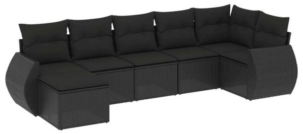 VidaXL 7 részes Polyrattan Kerti Ülőgarnitúra - Fekete