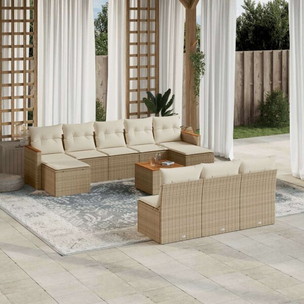VidaXL Polyrattan Kerti Ülőgarnitúra - 11 részes - Bézs