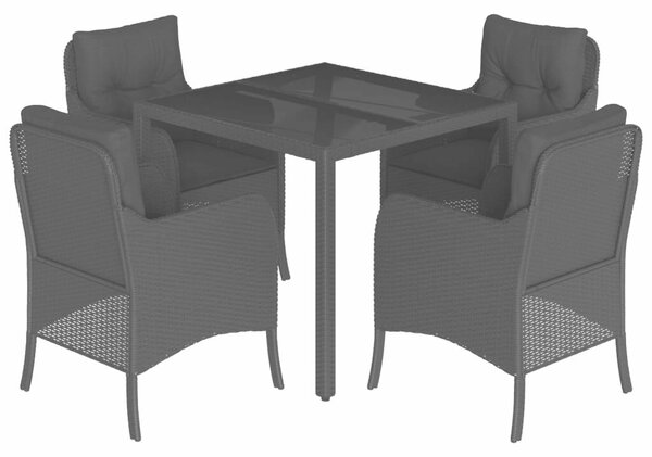 Polyrattan Kerti Étkezőgarnitúra - 5 részes - Fekete