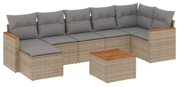 VidaXL Polyrattan Kerti Ülőgarnitúra - 8 részes - Bézs