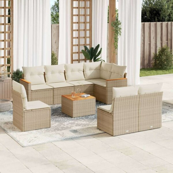 VidaXL Polyrattan Kerti Ülőgarnitúra - 9 részes - Bézs