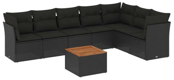 VidaXL Polyrattan Kerti Ülőgarnitúra - 8 részes, Fekete