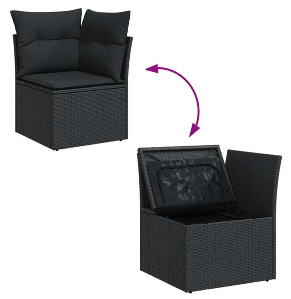 VidaXL Polyrattan Kerti Ülőgarnitúra - 8 részes, Fekete