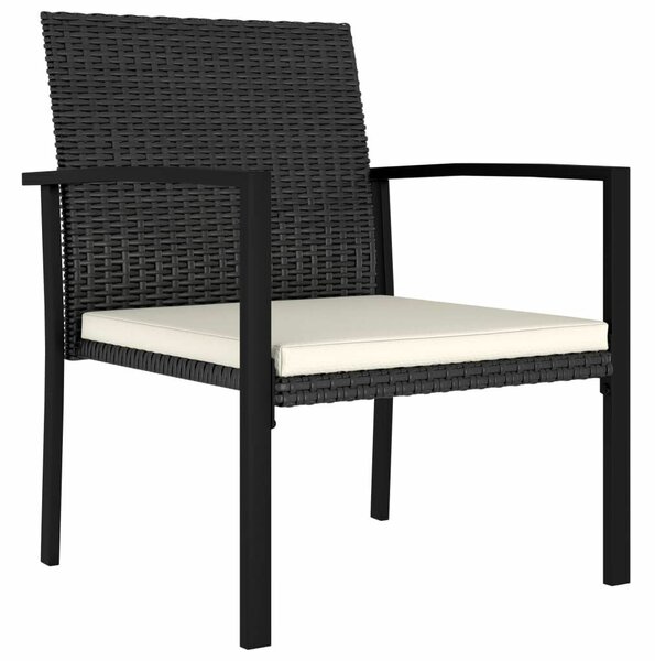 3 részes fekete polyrattan kerti étkezőgarnitúra (3065705)