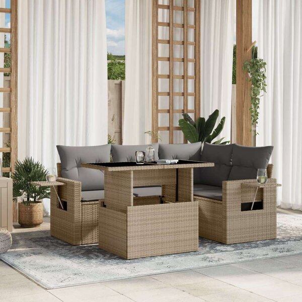 VidaXL 5 részes Polyrattan Kerti Ülőgarnitúra - Bézs