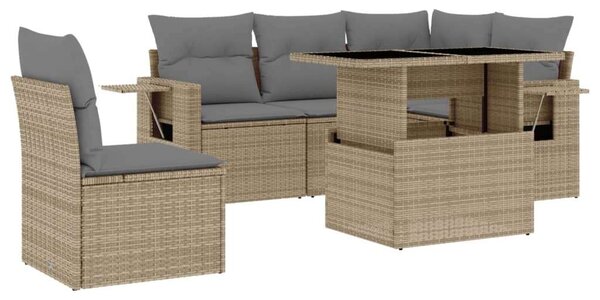 Vidaxl Polyrattan Kerti Ülőgarnitúra - 6 részes - Bézs