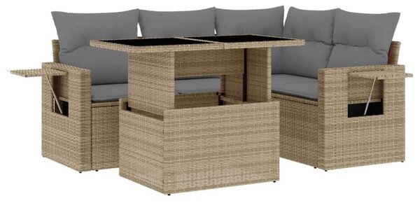 VidaXL 5 részes Polyrattan Kerti Ülőgarnitúra - Bézs
