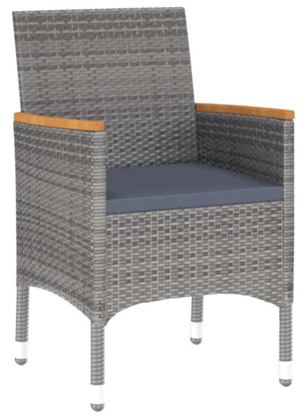 VidaXL 3 részes szürke polyrattan kerti étkezőgarnitúra