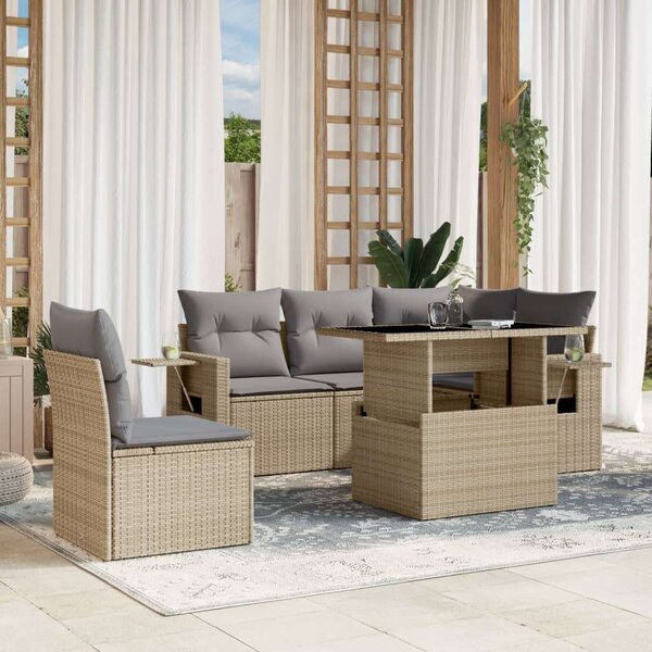 Vidaxl Polyrattan Kerti Ülőgarnitúra - 6 részes - Bézs
