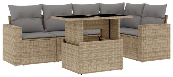 VidaXL Polyrattan Kerti Ülőgarnitúra - 6 részes - Bézs