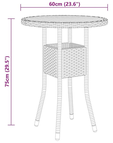 VidaXL 3 részes szürke polyrattan kerti étkezőgarnitúra