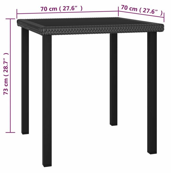 3 részes fekete polyrattan kerti étkezőgarnitúra (3065705)