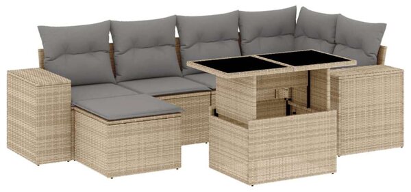 VidaXL 7 részes Polyrattan Kerti Ülőgarnitúra - Bézs