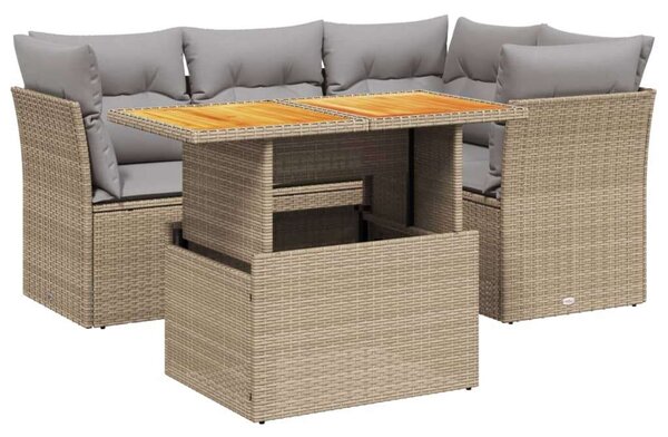 VidaXL Polyrattan Kerti Ülőgarnitúra - 5 részes - Bézs