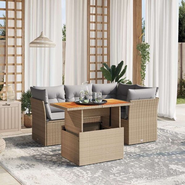 VidaXL Polyrattan Kerti Ülőgarnitúra - 5 részes - Bézs