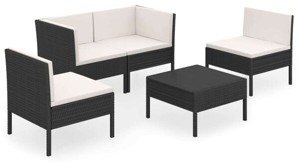 VidaXL Polyrattan Kerti Ülőgarnitúra - 5 részes - Fekete