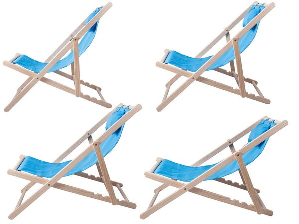 Fa összecsukható strandszék párnával, kék