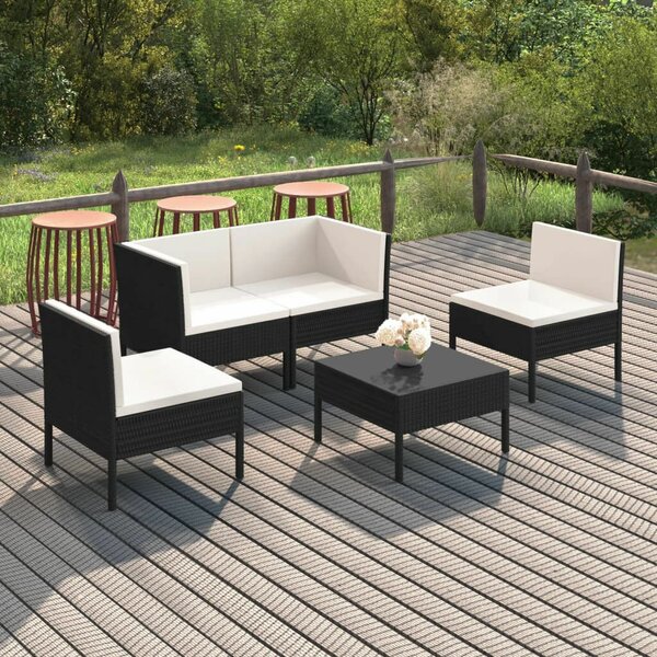 VidaXL Polyrattan Kerti Ülőgarnitúra - 5 részes - Fekete
