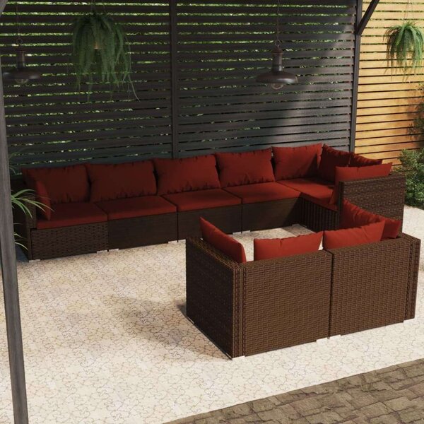VidaXL 8 részes barna polyrattan kerti ülőgarnitúra párnákkal