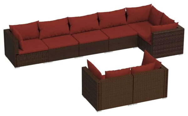 VidaXL 8 részes barna polyrattan kerti ülőgarnitúra párnákkal
