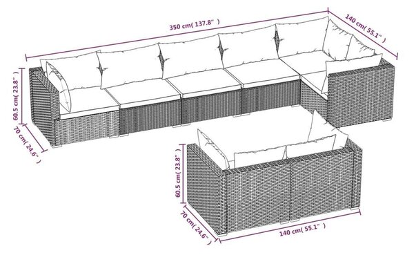 VidaXL 8 részes barna polyrattan kerti ülőgarnitúra párnákkal