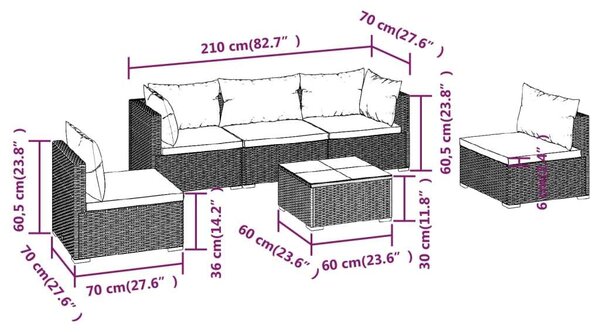 VidaXL Polyrattan Kerti Ülőgarnitúra - 6 részes
