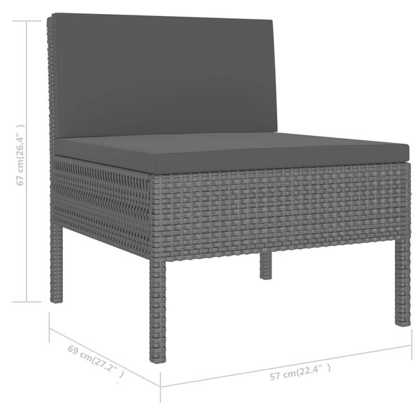 Polyrattan Kerti Ülőgarnitúra - 6 részes - Fekete