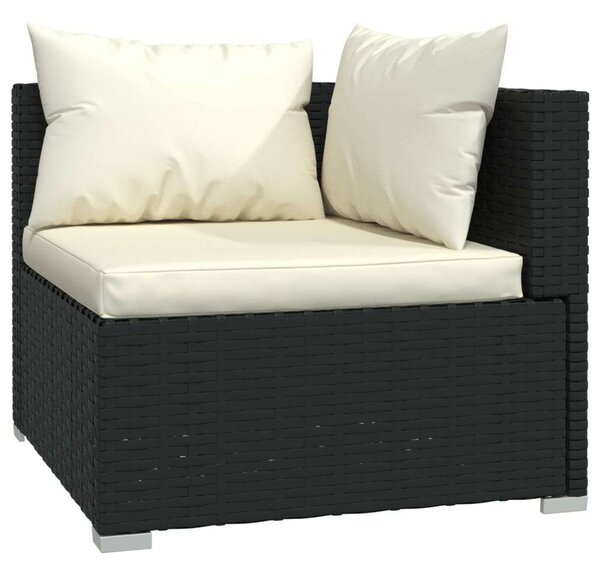 VidaXL 5 részes fekete polyrattan kerti ülőgarnitúra párnákkal