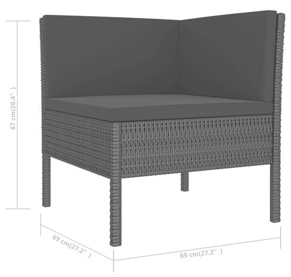 Polyrattan Kerti Ülőgarnitúra - 6 részes - Fekete