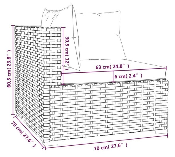 7-részes fekete polyrattan kerti ülőgarnitúra párnákkal