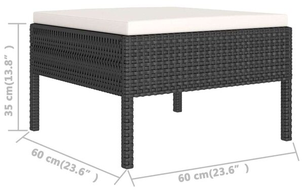5 részes fekete polyrattan kerti ülőgarnitúra párnákkal