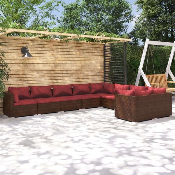 VidaXL Polyrattan Kerti Ülőgarnitúra - Barna - 9 részes