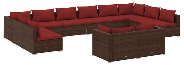 VidaXL 12 részes barna polyrattan kerti ülőgarnitúra párnákkal