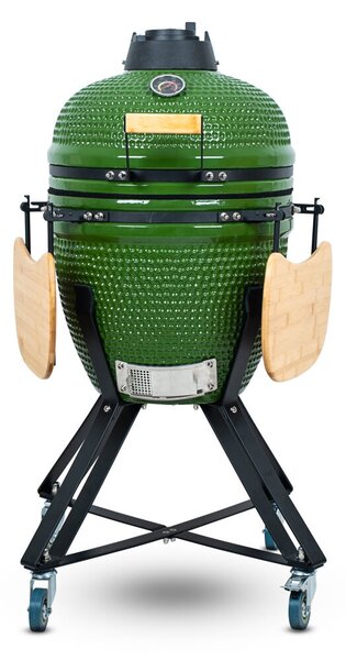 Kerámia kamado grill inSPORTline Pyrexo 18", kerámia belső héj, tartós hőteljesítmény, beépített hőmérő, hatékony szén-fogyasztás