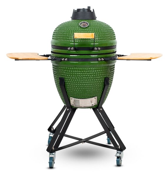 Kerámia kamado grill inSPORTline Pyrexo 18", kerámia belső héj, tartós hőteljesítmény, beépített hőmérő, hatékony szén-fogyasztás