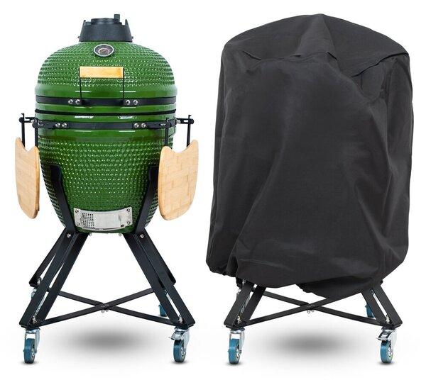 Kerámia kamado grill inSPORTline Pyrexo 18", kerámia belső héj, tartós hőteljesítmény, beépített hőmérő, hatékony szén-fogyasztás