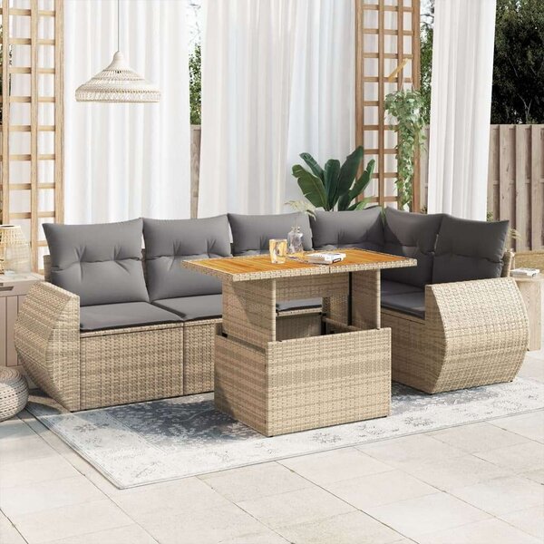 VidaXL Polyrattan Kerti Ülőgarnitúra - 6 részes - Bézs