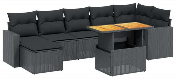 VidaXL Kerti Ülőgarnitúra - 8 részes - Fekete Polyrattan