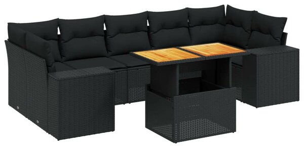 VidaXL Polyrattan Kerti Ülőgarnitúra - 8 részes - Fekete