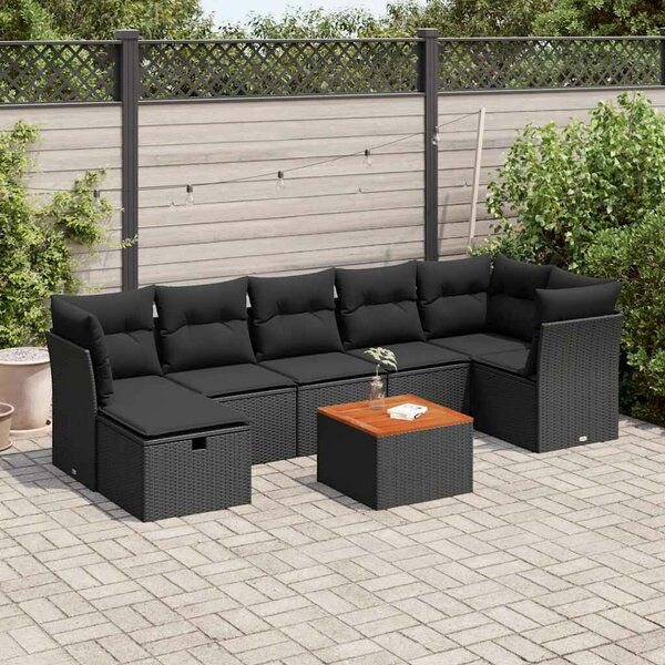 VidaXL Kerti Ülőgarnitúra - 8 részes - Fekete Polyrattan