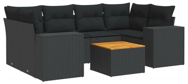 VidaXL Polyrattan Kerti Ülőgarnitúra - 7 részes - Fekete