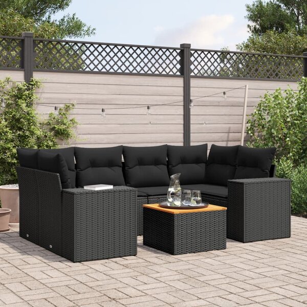 VidaXL Polyrattan Kerti Ülőgarnitúra - 7 részes - Fekete