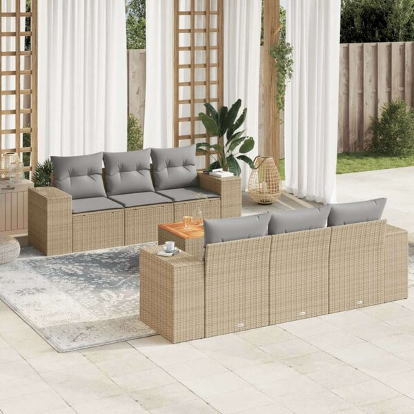 VidaXL Polyrattan Kerti Ülőgarnitúra - 7 részes - Bézs